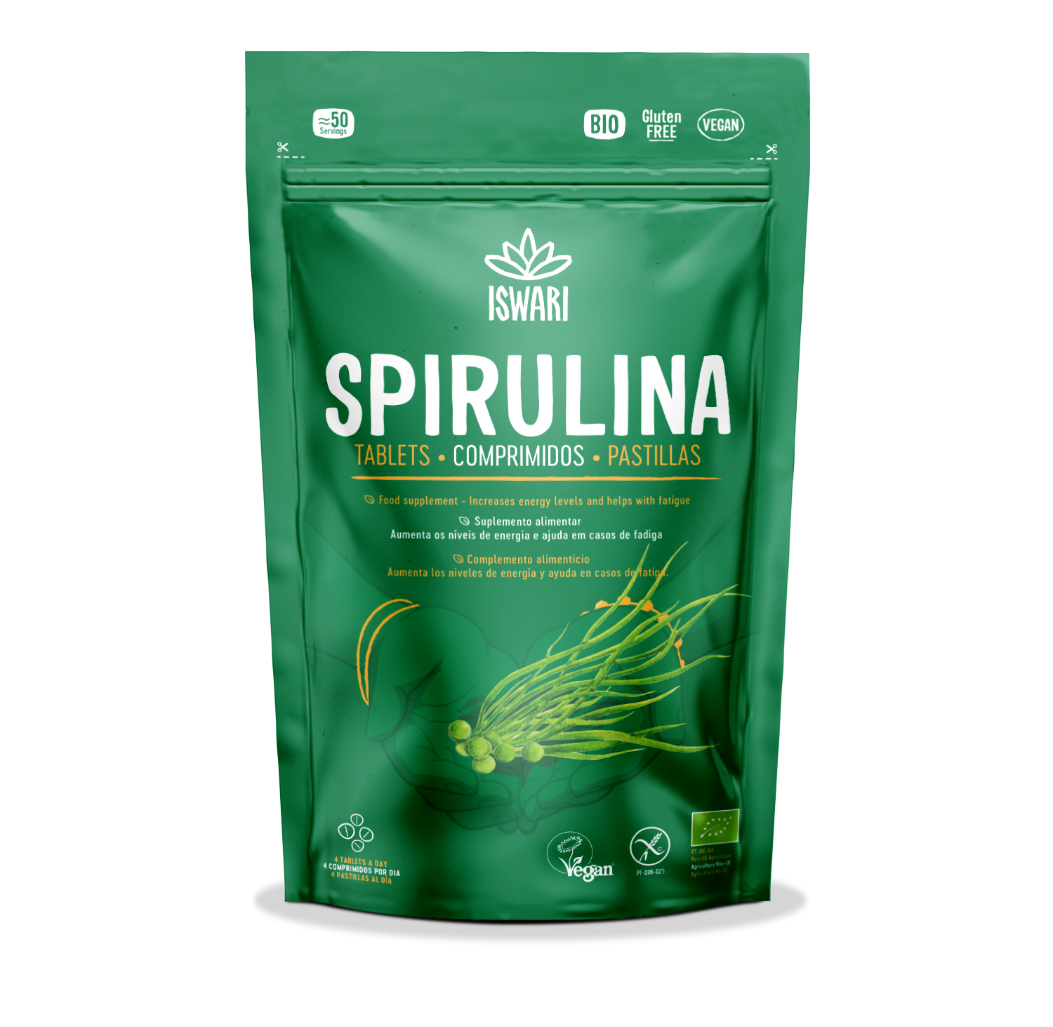 SPIRULINA COMPRIMIDOS S/ GLÚTEN BIOLÓGICO VEGAN