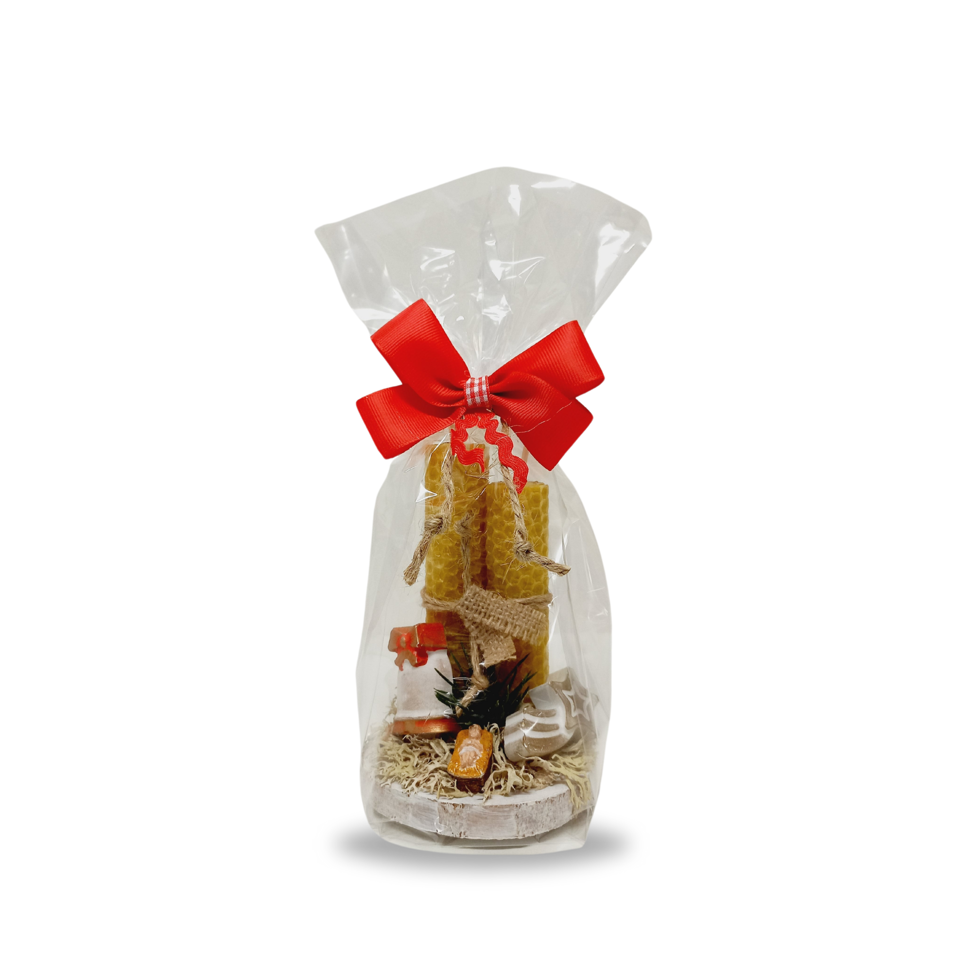 DECORAÇÃO NATALICIA COM DUAS VELAS EM CERA DE ABELHA