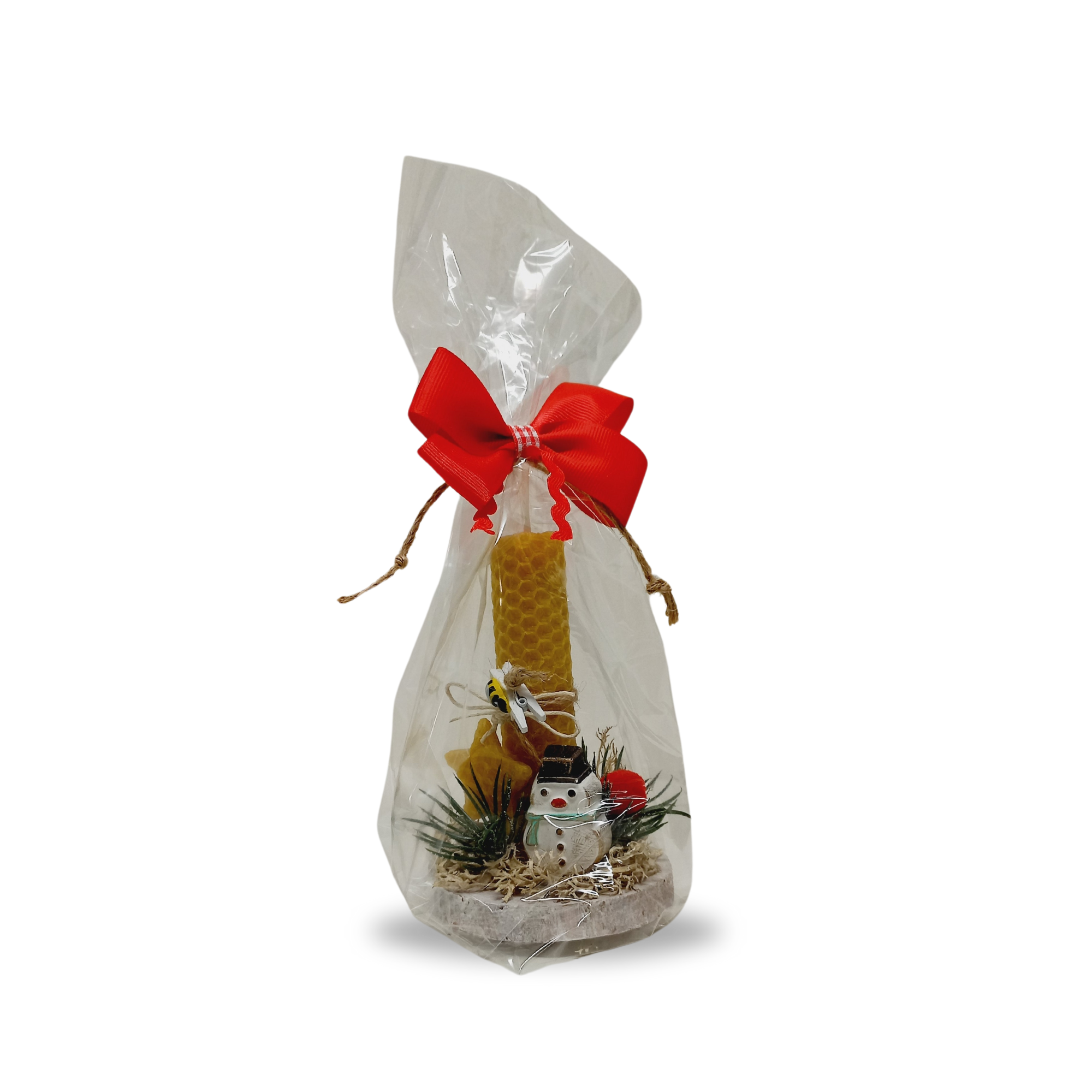 DECORAÇÃO NATALICIA COM UMA VELA EM CERA DE ABELHA